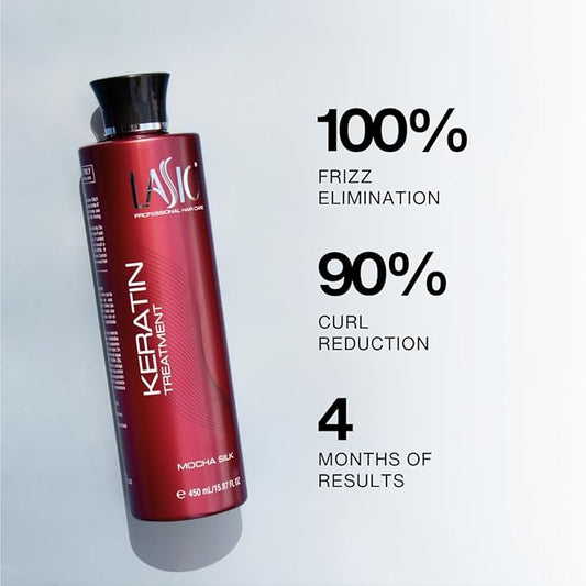 Lasio Mocha Silk Keratin Treatment Serum - 15.87 Fl. Oz - Hydrated Frizz-Free Hair - Infused with Cacao Oil - Reduces 90% of Curls for 2b - 4c Hair - Fume Free