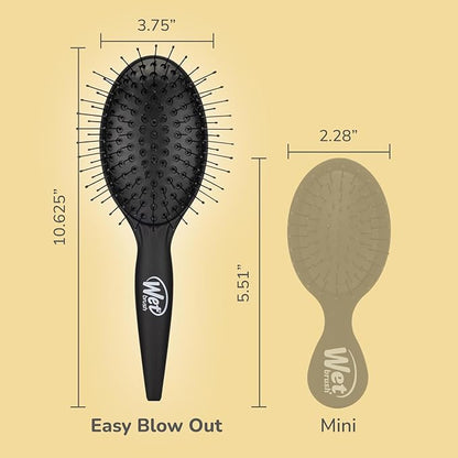 Wet Brush Easy Blowout Detangling Hair Brush, Black, Edgeless HeatFlex Bristles for Blow Dry, Ergonomic Soft-Touch Handle, Maximum Volume, Ceramic Coating Pad Smooths & Straightens (Pack of 2)