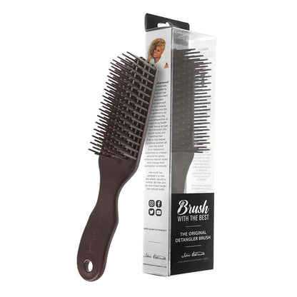 Royal Chocolate Detangler Brush by Felicia Leatherwood - For Kinky, Curly, Wavy 4c or Straight Hair - Tame Your Tangles Smooth Your Coils - Pain Free for All Ages