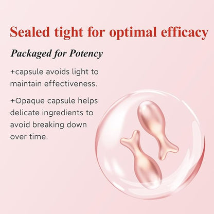 HKH Retinol Face Serum Oil - Anti-Again Night Serum Capsules with Vitamin E, Reduce Wrinkles, Firm & Hydrate Skin, Non-Greasy Formula, Travel-Friendly Skincare, with Scissors, 48 Capsules