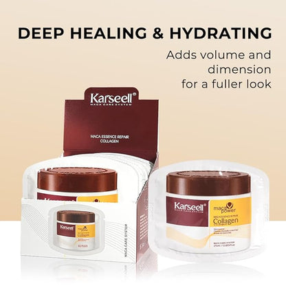 Karseell Collagen Hair Treatment Deep Repair Conditioning Argan Oil Collagen Hair Mask Essence for Dry Damaged Hair All Hair Types 25ml/ 0.34oz（24 packs