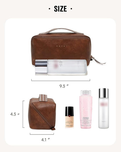 EACHY Travel Makeup Bag,Large Capacity Cosmetic Bags for Women,Waterproof Portable Pouch Open Flat Toiletry Bag Make up Organizer with Divider and Handle