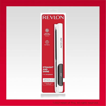 REVLON Crystal C + Ceramic Digital Hair Flat Iron | Long-Lasting Shine and Less Frizz, (1 in)