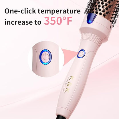 K&K 1.25 Inch Heated Curling Brush with Ceramic Tourmaline Ionic Technology - Volumizing Hot Brush for Root Volume & Loose Curls