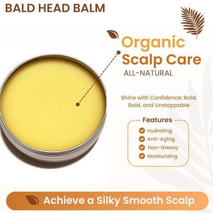 Bald Head Balm Moisturizer. Organic Cold Pressed Unrefined Argan & Jojoba Oil. Shea Butter, Cocoa butter, & Bees Wax for Lasting Shine & Protection. All Natural and Handcrafted for Freshness.