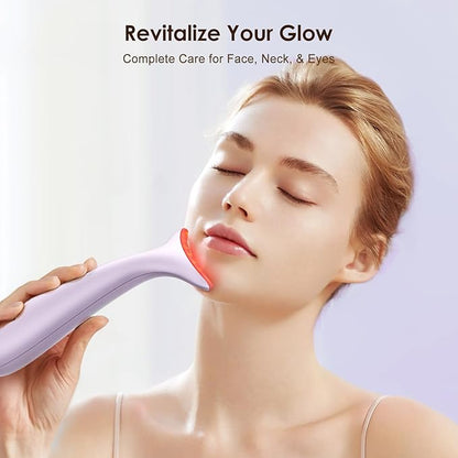Facial and Neck Massager for Face, Neck - Skin Lifting & Firming - Wrinkle & Dark Circle Reducer - at Home Skin Care Face Sculpting Tool and Neck Massager-Pastel Purple