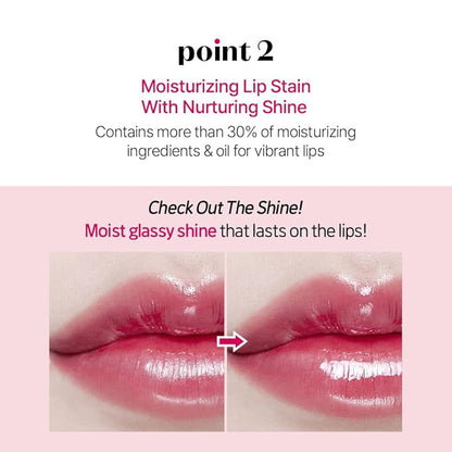 ETUDE Glow Fixing Tint #6 Peach Blended | Non-Sticky Glossy Shine Lip Stain | Fills up with Comfortable Moisture | Tints for Dry Lips