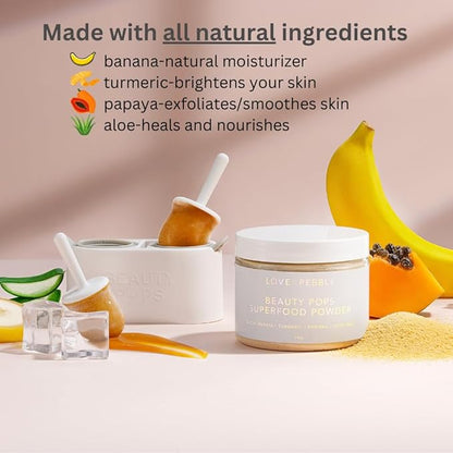 Love & Pebble Beauty Pops - Ice Roller Massage & Skin Care Ice Mask for Face Set with Turmeric & Aloe | Cryo Dermal Benefits of Ice Face Roller and Gua Sha, As Seen on Shark Tank and Tik Tok