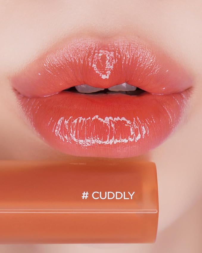HOLIKA HOLIKA Heart Crush Glow Lip Tint Air – Korean Lip Tint with High Shine Juicy Fruit Jam Colors Lip Stain – Hydrolyzed Collagen & Vitamin C (08 CUDDLY)