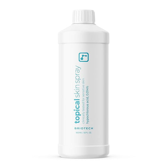 BRIOTECH Topical Skin Spray, Hypochlorous Acid for Body & Face, Eyelid Cleanser, HOCl Facial Mist, Support Against Irritation, Calm Redness, Soothe Foot & Scalp, 1 Liter Refill, 1 ct