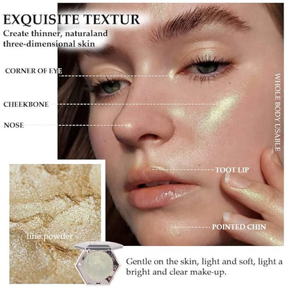 Shimmer Pearl Champagne Gold Highlighter Makeup Contour Palette,Face