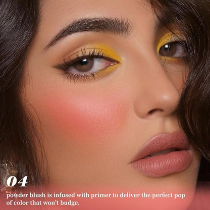 Single Coral Orange Matte Blush for Cheeks Face Blushes Makeup Palette, Rose Bean Monochrome Cream Blushes Palette Makeup for Older Women, Natural Pigmented Paleta de coral anaranjado monocromática 04