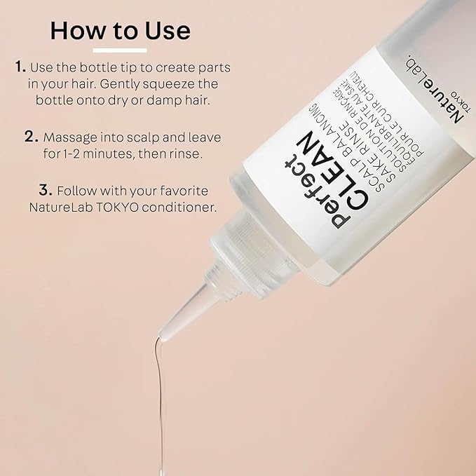 NATURELAB. TOKYO Perfect Clean Clarifying Scalp Scrub 2-in-1 Shampoo and Scalp Scrub Hair Treatment (8.1 oz) & Perfect Clean Scalp Balancing Sake Rinse (7 oz)