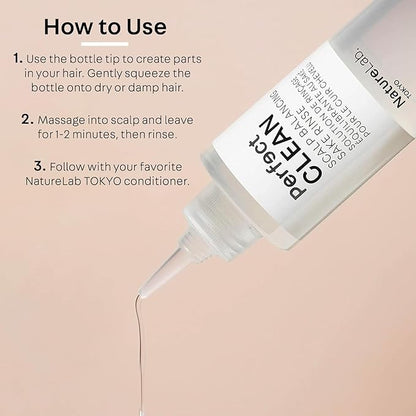 NATURELAB. TOKYO Perfect Clean Clarifying Scalp Scrub 2-in-1 Shampoo and Scalp Scrub Hair Treatment (8.1 oz) & Perfect Clean Scalp Balancing Sake Rinse (7 oz)