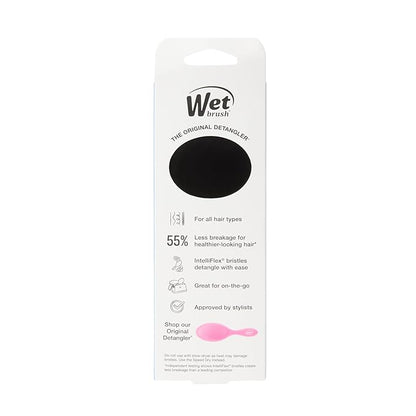 Wet Brush Detangling Brush, Mini Detangler Brush (Black) - Wet & Dry Tangle-Free Hair Brush for Women & Men - No Tangle Soft & Flexible Bristles for Straight, Curly, & Thick Hair