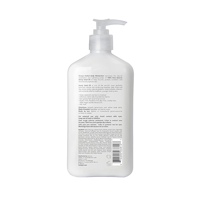Hempz Body Lotion - Citrine Crystal & Quartz Daily Moisturizing Cream, Shea Butter Hand and Body Moisturizer - Hemp Extract Lotion - Skin Care Products, Pure Organic Hemp Seed Oil - 17 Fl Oz