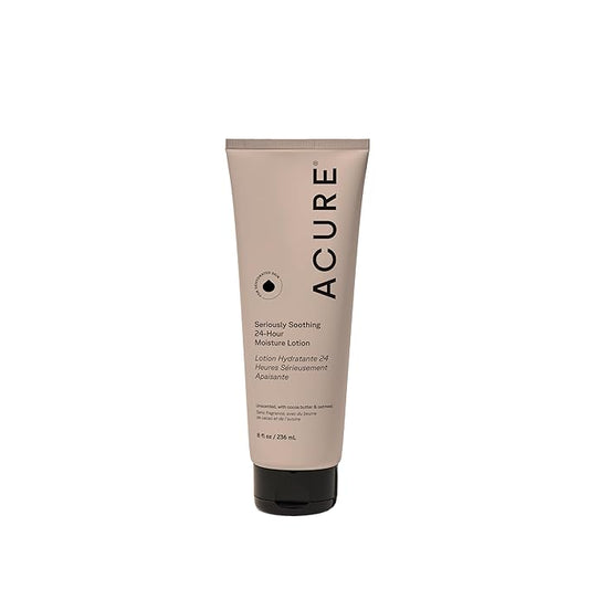 Acure 24HR Moisturizing Lotion - Soothing & Hydrating Unscented Body Lotion with Cocoa Butter & Colloidal Oatmeal - All Natural Moisturizer for Dry and Sensitive Skin - Vegan, Fragrance-Free, 8 Fl Oz