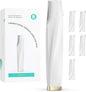 Sonic Dermaplaning Tool for Face - Rechargeable Dermaplane Razor with 6 Refill Dermablades, Facial Hair & Peach Fuzz Remover for Women (White)
