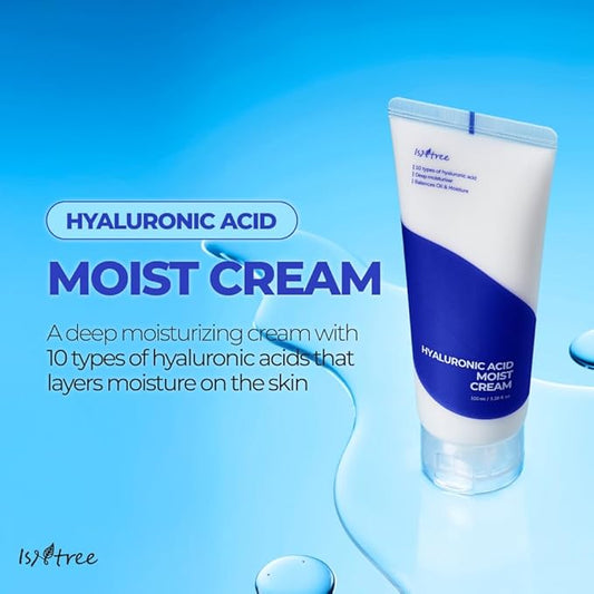 ISNTREE Hyaluronic Acid Moist Cream 100ml, 3.38 fl.oz | Korean Skincare | Balances Oil & Moisture | Deep Hydration