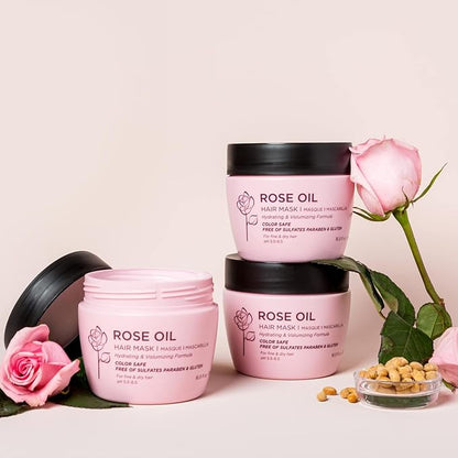 Luseta Rose Oil Hair Mask Moisturing & Hydrating Masque 16.9 Oz Deep Nourishment for Fine and Dry Hair, Sulfate and Paraben Free