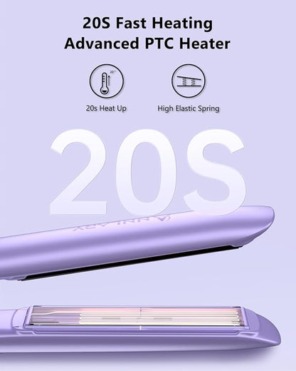 Hair Straightener, 1 Inch Flat Iron Straightener and Curler 2 in 1, Titanium Ceramic Ionic Dual Voltage Straightener with Anti-Iron Silicone for Less Frizz, Shinier & Smoother Hair