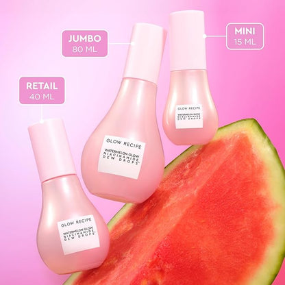Glow Recipe Watermelon Niacinamide Dew Drops - Brightening, Plumping Hydrating Face Serum, Makeup Primer + Liquid Highlighter with Hyaluronic Acid - Dewy & Glowing Korean Skin Care (80ml)