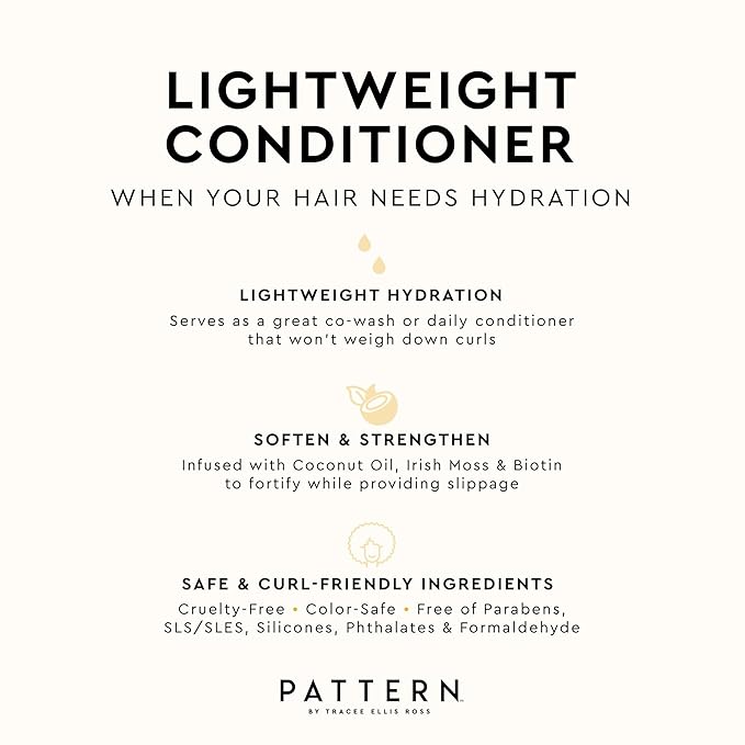 PATTERN Beauty by Tracee Ellis Ross Lightweight Conditioner, 13 Fl Oz, Rich Moisture for Curlies, Coilies and Tight-Textured Hair, 3a-4c