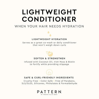 PATTERN Beauty by Tracee Ellis Ross Lightweight Conditioner, 13 Fl Oz, Rich Moisture for Curlies, Coilies and Tight-Textured Hair, 3a-4c