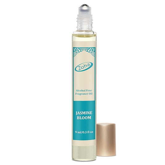 Zoha Jasmine Bloom - Jasmine Perfume for Women and Men, Alcohol Free Perfume Oil Roll On, Long Lasting Natural Clean Fragrance Oil base, 9ml Roller