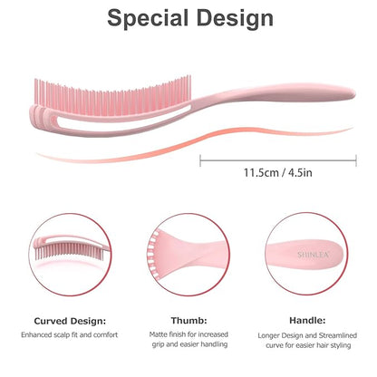 Detangler Brush for Curly Hair, Hairbrush Set for Wet Dry Curl Straight Thick Thin, Pain-Free Hair Brushing, Small Size for Travelling, Curly Brush for Women Men Kid (Pink and Blue)