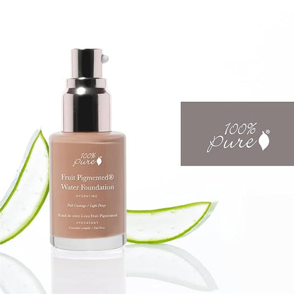 100% PURE Water Foundation Full Coverage Hydrating Makeup, Fl Oz