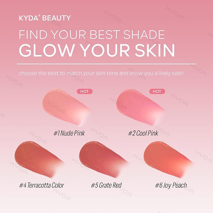 KYDA Liquid Blush, Matte Tinted for Cheeks, Lasting Dewy Finish, High Pigment Soft Creamy Blush, Blendable Lightweight Cover-Nude Pink