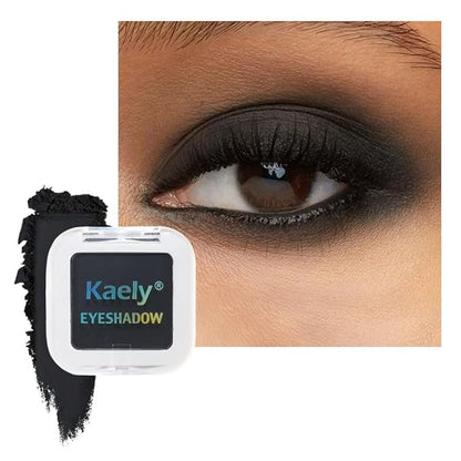 Buildable Matte Eyeshadow Makeup Palette Single - Black Shades | Creamy Pressed Powder for Easy Blending | Mini Travel Palette for Women | Everyday Natural Eye Makeup