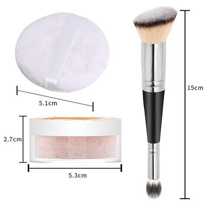 2PCS Loose Face Powder, Oil Control Minimizes Pores Finish(04# Natural)