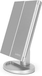deweisn Tri-Fold Lighted Vanity Tabletop Mount Mirror with 21 LED Lights, Touch Screen and 3X/2X/1X Magnification, Two Power Supply Modes Make Up Mirror,Travel Mirror 10.83" H x 6.3" W