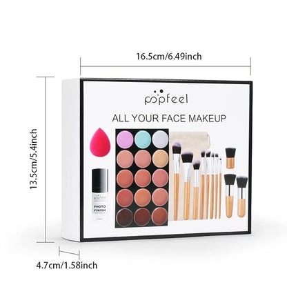 Pure Vie 15 Colors Cosmetics Cream Contour and Makeup Brushs