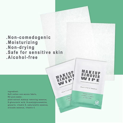 500 pcs Makeup Remover Wipes Individually Wrapped Makeup Wipes Bulk Face Cleansing Wipes, Individual Wet Wipes, Travel Towelette Makeup Remover Cloth for Face Cleansing Skin Care Remove Makeup