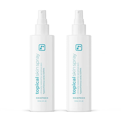 BRIOTECH Topical Skin Spray, Hypochlorous Acid Spray for Body & Face, HOCl Facial Mist, Support Against Irritation, Redness, Packaging May Vary, 4oz (2 Pack)