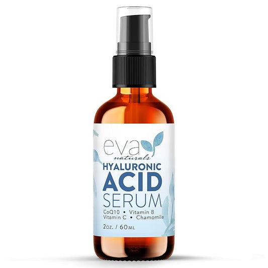 Eva Naturals Pure Hyaluronic Acid Serum For Face - Facial Serum - Wrinkles and Fine Lines - Perfect Hydrating for Face and Dry Skin - Pairs with Vitamin C Serum (2 Oz)
