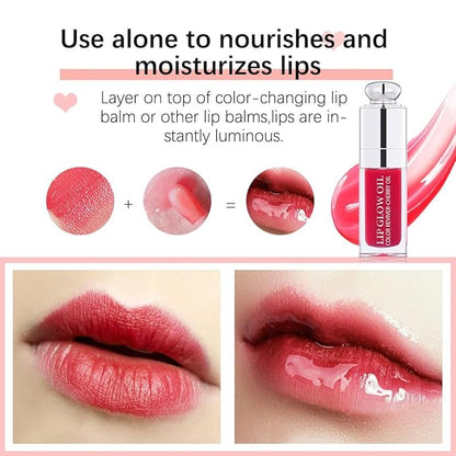 Hydrating Lip Glow Oil, Lip Oil Gloss Transparent Lip 2 OZ