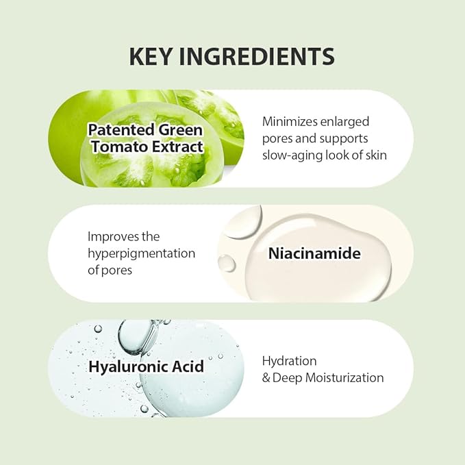 SUNGBOON EDITOR Green Tomato Pore Lifting Ampoule | Pore Minimizer Serum with Niacinamide & Green Tomato Extract | Hydrating & Firming Care for Sensitive Skin | Korean Skincare