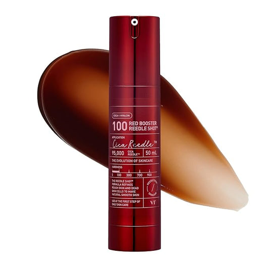 VT COSMETICS Red Booster Reedle Shot 100, Microneedling Serum with Dragon’s Blood, Exosome, Soothing Relief Serum for Irritated, and Sun-Stressed Skin & Hair, Korean Skincare 1.69 fl oz (50ml)