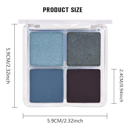 Kaely Powder Eyeshadow Quad, Blue Taupe Matte Glitter Eyeshadow Palette Makeup, Neutral Eye Shadow Palette for Older Women Pigmented Waterproof, sombras para ojos, Blendable, Cruelty-free, 13