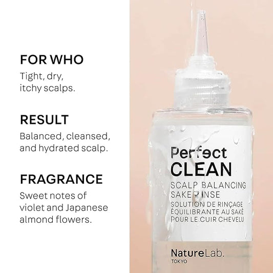 NATURELAB. TOKYO Perfect Clean Scalp Balancing Sake Rinse: Removing Product Build-Up and Impurities for Optimal Scalp Health | 6.7 FL OZ / 200 ML