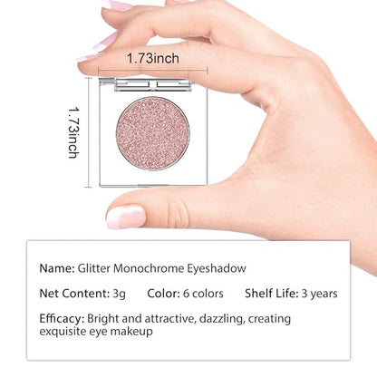 Monochrome Pressed Eyeshadow, Waterproof Neutral Powde Mini Shimmer Rose Gold Eyeshadow, sombras para ojos, Talc, Paraben & Cruelty Free (H03#Shimmer Rose Gold)