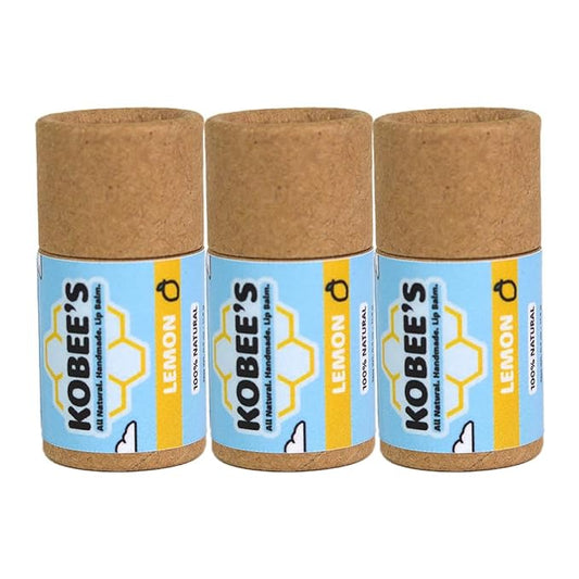 3 pack - Kobeesco Lip Balm, Lip Moisturizer, Lip Cure, Lip Balm, Chapstick (Lemon)