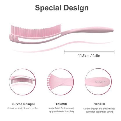 Detangler Brush for Curly Hair, Hairbrush for Wet Dry Thick Thin, Easily Comb Through Curl Hair and Reduces Breakage, Curly Brush for Women Men Kid (Pink)