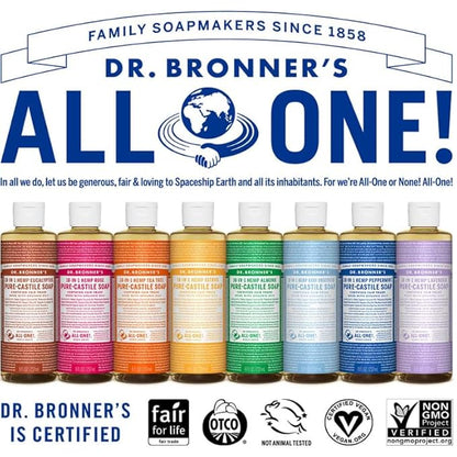 Dr. Bronner’s Pure-Castile Magic Liquid Soap (Lavender, 8 Ounce)- Made with Organic Oils, 18-in1 Uses: Face, Hair, Hand & Body Soap, Laundry, Pets- Concentrated, Vegan, Non-GMO