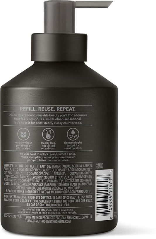 Method Gel Hand Soap, Vetiver + Amber, Reusable Black Aluminum Bottle, Biodegradable Formula, 12 oz (Pack of 3)