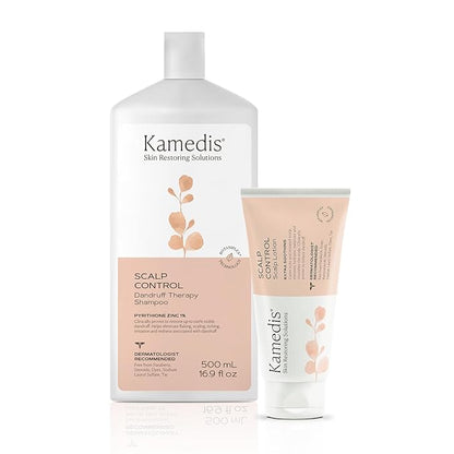 KAMEDIS Anti-Dandruff Therapy Shampoo 16.9 Fl Oz. & Botanical Moisturizer Over-Night Scalp Lotion 3.3 Fl Oz. - Remedy For Dry, Itchy, Flaky, Seborrheic Dermatitis and Sensitive Scalp